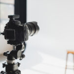 camera and lighting set up for a photoshoot