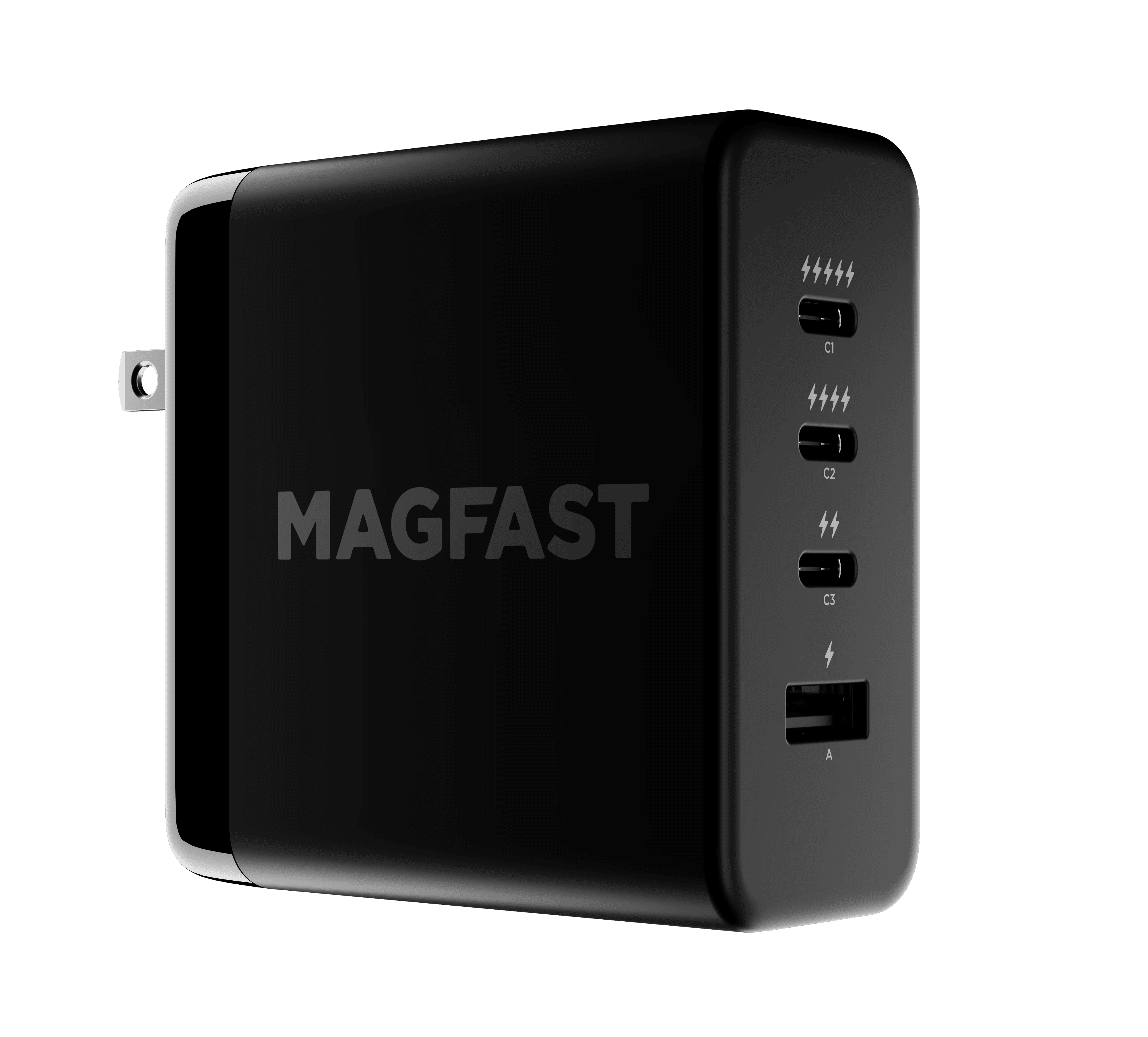 The MAGFAST Powerbrick Pro 140, a four-port GaN charger the company rates at 140 watts.
